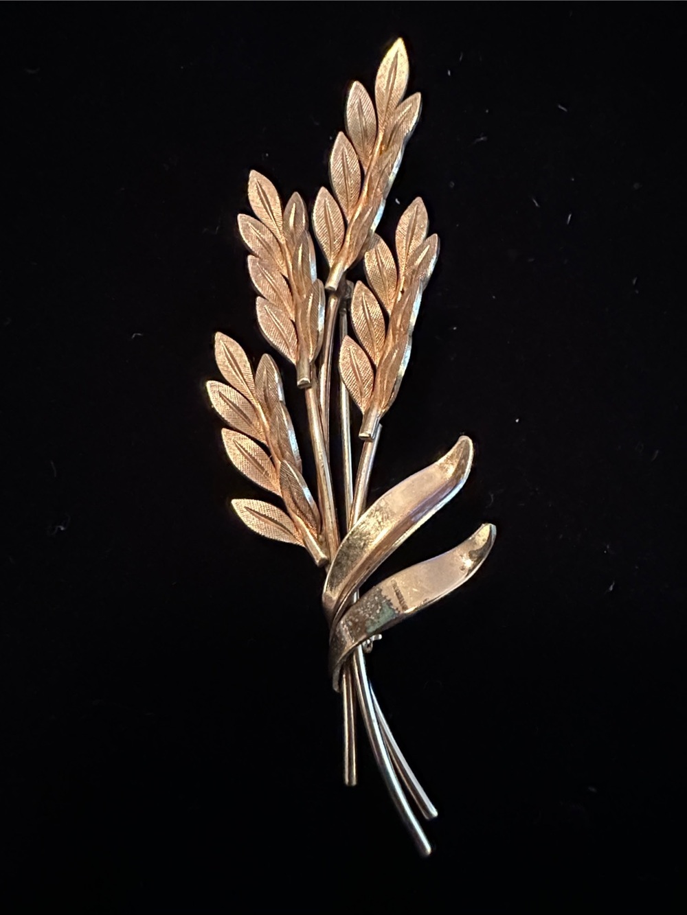 VTG Van Dell 12K Gold Filled Wheat Sheaf Brooch Pin Signed Mid Century